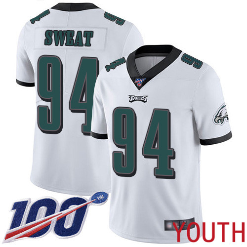 Youth Philadelphia Eagles #94 Josh Sweat White Vapor Untouchable NFL Jersey Limited Player Season Football->nfl t-shirts->Sports Accessory